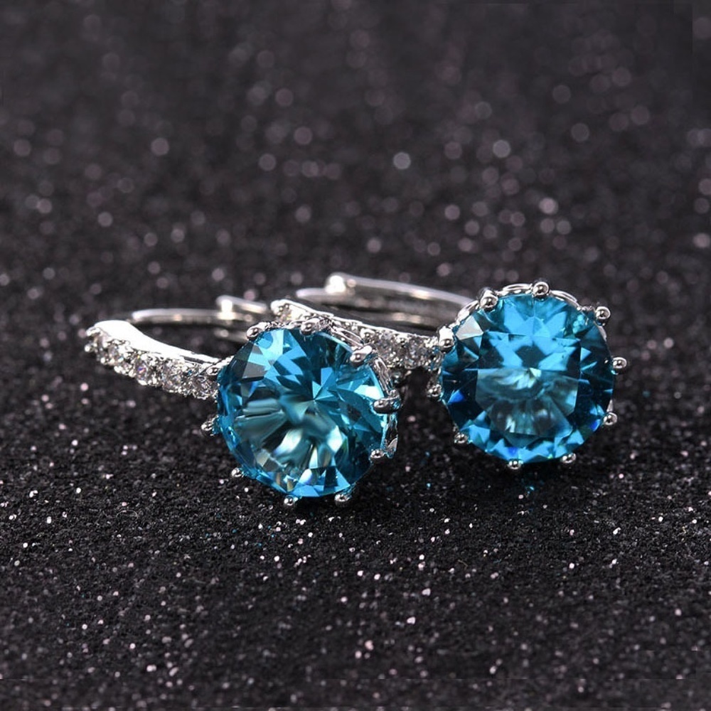 *ALVERA* Silver x Blue Fashion Clip Earrings - Picture 2 of 2